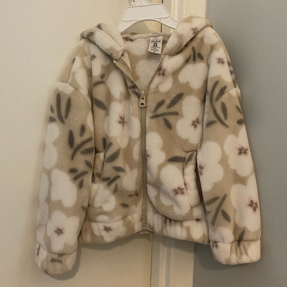 Floral Fleece Zip-Up Jacket 3t